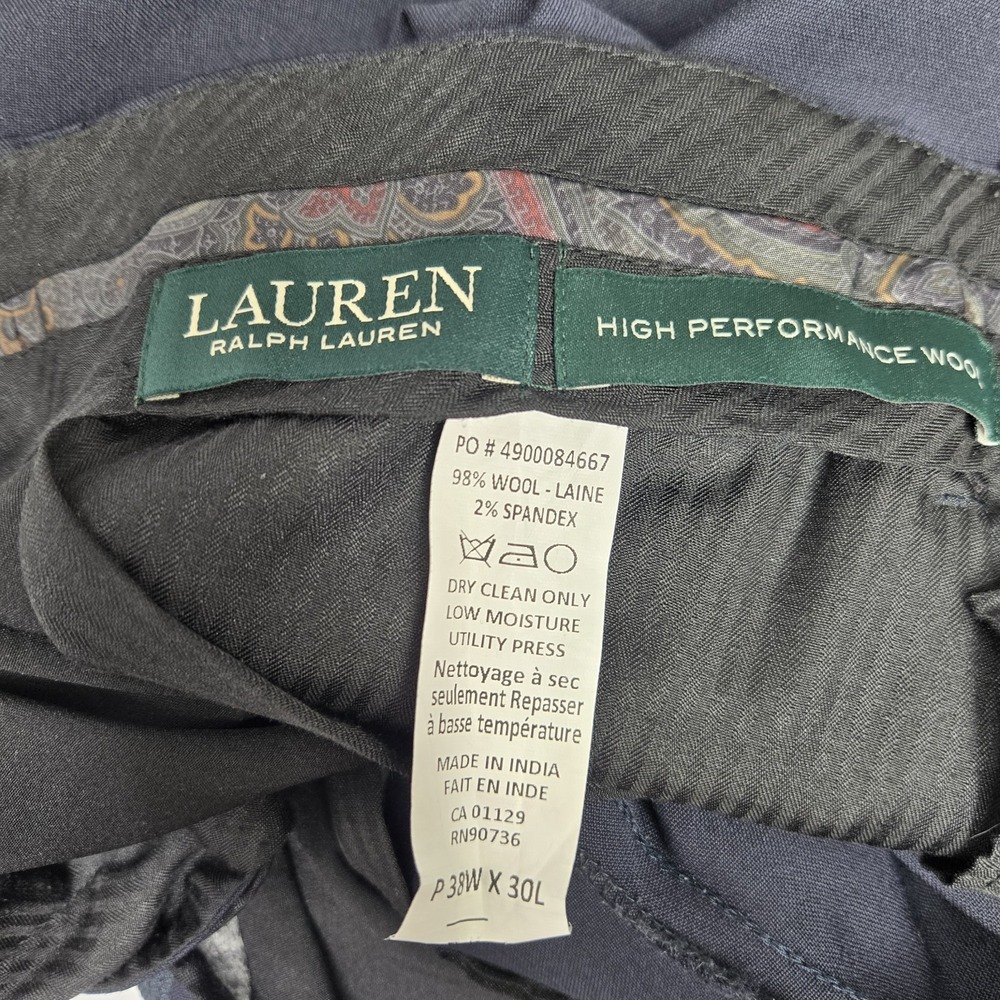 Ralph Lauren Green Label High Performance WOOL Pants Navy Mens Sz P38W X 30L N - Picture 5 of 15